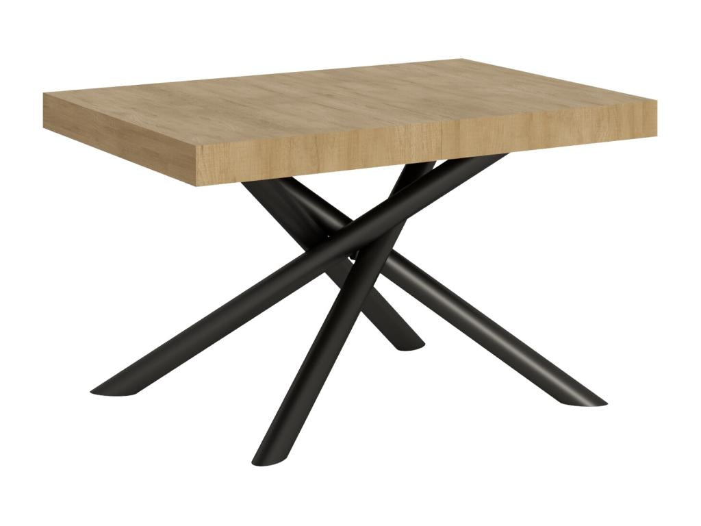 Famas Extending Dining Table 90x140/244 cm Natural Oak Look Anthracite Frame Melamine Finish