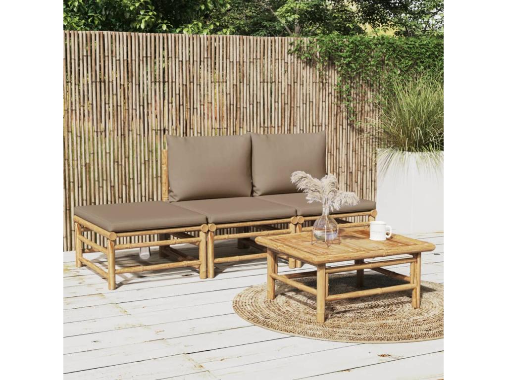 Zenmobilier 4 Piece Garden Lounge Set With Cushions White Outdoor Patio Furniture
