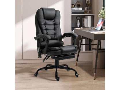 Lamurrose Ergonomic Massage Office Chair With Adjustable Height, Tilt And Lumbar Support, Black Synthetic Upholstery