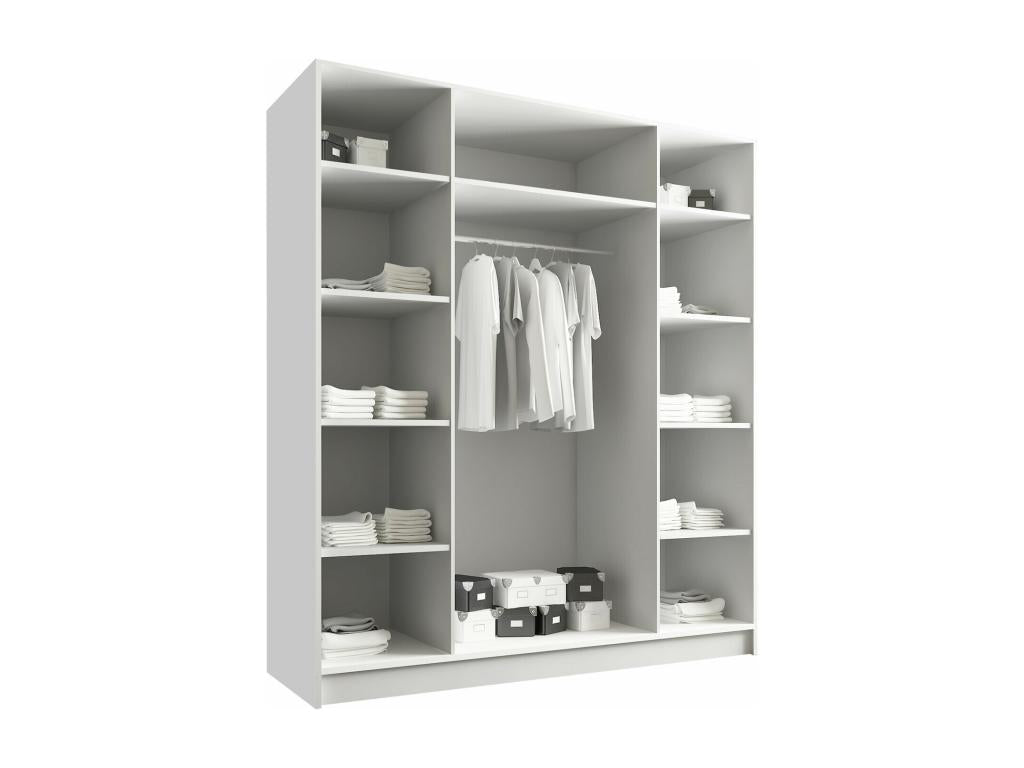 190 Wardrobe 215x200x58 cm White Black Two Tone Finish With Hinged Doors