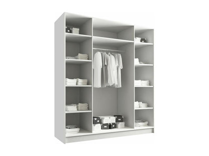190 Wardrobe 215x200x58 cm White Black Two Tone Finish With Hinged Doors