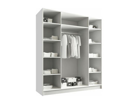 190 Wardrobe 215x200x58 cm White Black Two Tone Finish With Hinged Doors