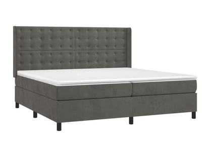 Dark Gray Velvet Slatted Bed Frame With LED 200x200 cm