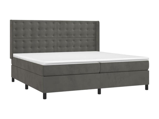 Dark Gray Velvet Slatted Bed Frame With LED 200x200 cm