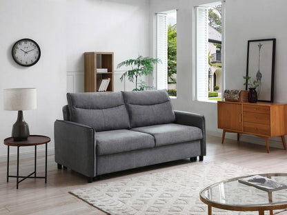 Decovivante 3 Seater Convertible Sofa In Gray Polyester Fabric With Wood And Plywood Frame And Drawer Bed Conversion