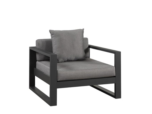 Decoepure Aluminum Garden Chair Anthracite Matte Finish With Armrests And Polyurethane Foam