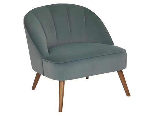 Celadon Velvet Pine Wood Armchair, Soft Upholstery, Compact Single Seat, 78 L x 72 D x 71 H cm