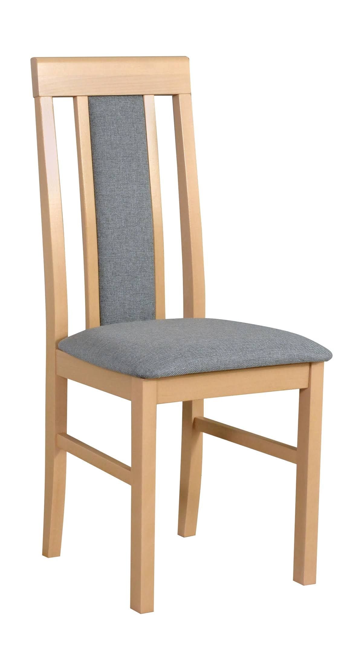 Nasran Beech Wood Dining Chair With Oak Finish And Partially Upholstered Backrest