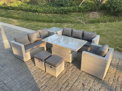 Outdoor Dining Set Height Adjustable Table Gray