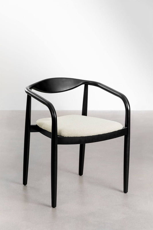 Dining Chair With Solid Acacia Wood Frame And Boucle Upholstery For Dining Room