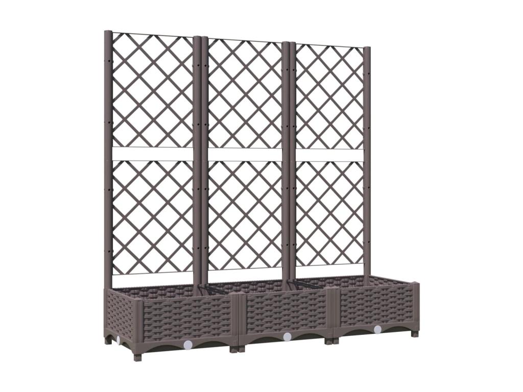 Brown Planter With Trellis 120x40x121.5 cm PP Outdoor Garden Planter With Integrated Trellis For Climbing Plants