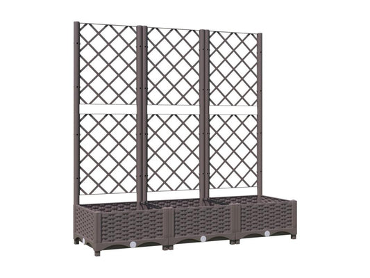 Brown Planter With Trellis 120x40x121.5 cm PP Outdoor Garden Planter With Integrated Trellis For Climbing Plants