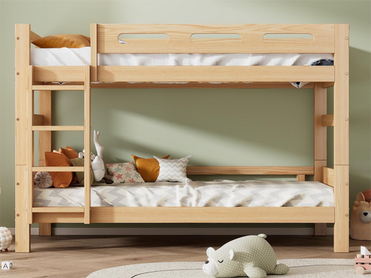 Pine Frame Bunk Bed 2x90x200 Cm With Slatted Bed Base Included Two Sleeping Areas Natural Finish