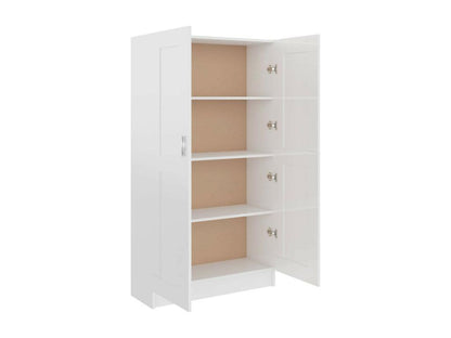 Glossy White Storage Cabinet 82.5 cm Wide 30.5 cm Deep 150 cm Tall Wood Panel Construction