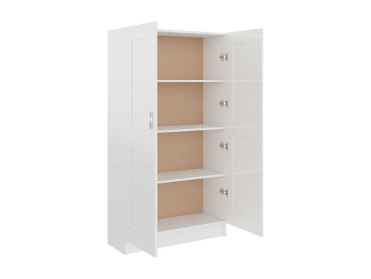 Glossy White Storage Cabinet 82.5 cm Wide 30.5 cm Deep 150 cm Tall Wood Panel Construction