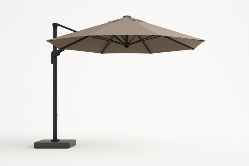 Taupe Offset Cantilever Parasol With Aluminum Frame And Polyester Canopy 3m Diameter