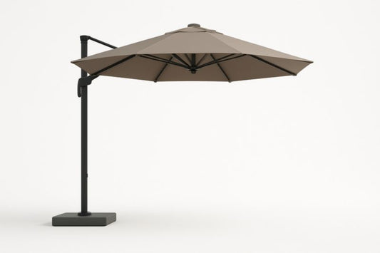 Taupe Offset Cantilever Parasol With Aluminum Frame And Polyester Canopy 3m Diameter