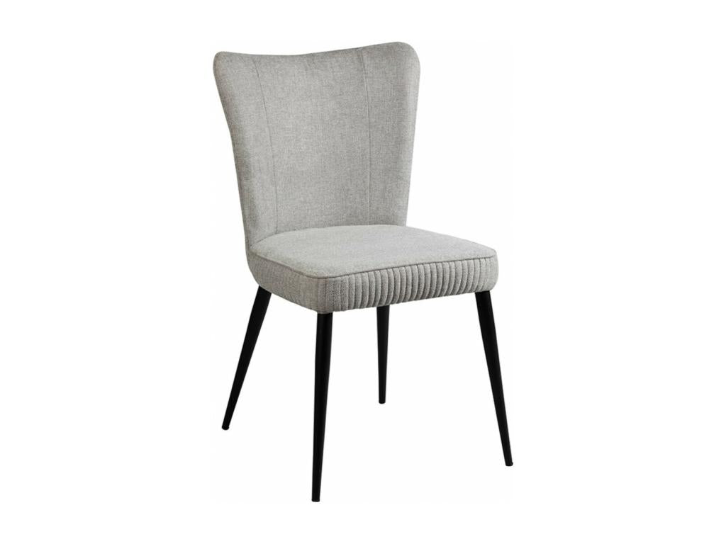 Boivana Set Of 6 Gray Heather Fabric Dining Chairs With Matte Black Metal Legs And Upholstered Seats