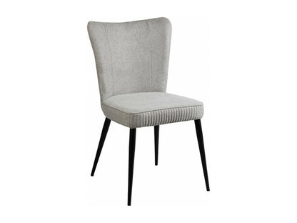 Boivana Set Of 6 Gray Heather Fabric Dining Chairs With Matte Black Metal Legs And Upholstered Seats