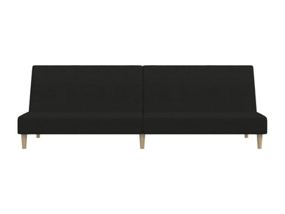 Two Seater Sofa Bed In Black Fabric With Manual Recline Wood Frame And Polyester Upholstery